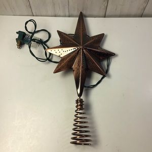 Christmas Tree Topper Brass Metal Star Lights Up